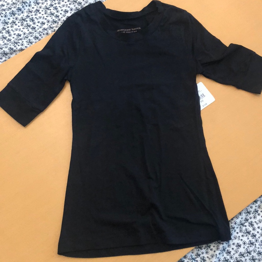 NWT Solid Black Half Sleeve Tee